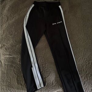 Palm Angels Kids Black Joggers with White Stripes